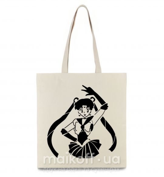 Эко-сумка Sailor Moon black Бежевый фото