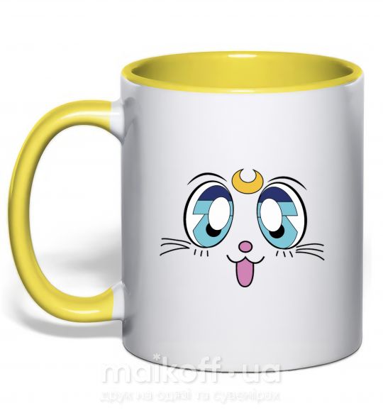 Чашка с цветной ручкой Cat Moon Солнечно желтый фото