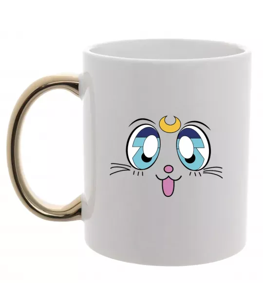 Чашка з кольоровою ручкою Cat Moon Золото фото