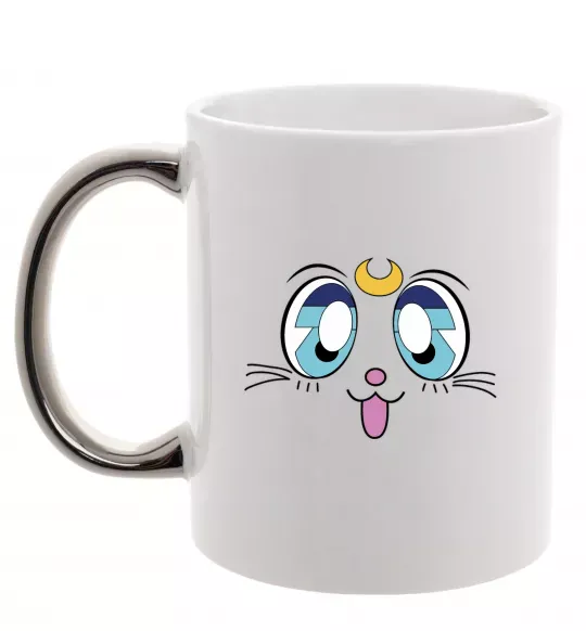 Чашка з кольоровою ручкою Cat Moon Срібло фото