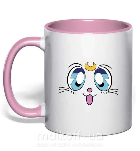 Чашка з кольоровою ручкою Cat Moon Ніжно рожевий фото