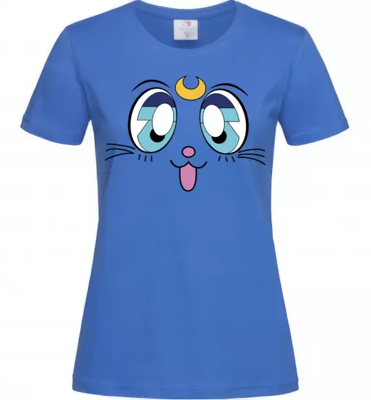 Жіноча футболка Cat Moon Яскраво-синій фото