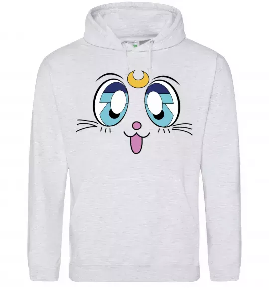 Мужская толстовка (худи) Cat Moon Серый меланж фото