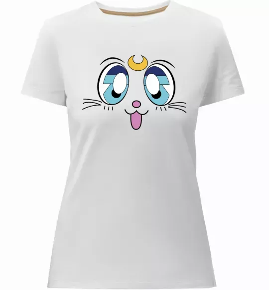 Жіноча преміум футболка Cat Moon Білий фото