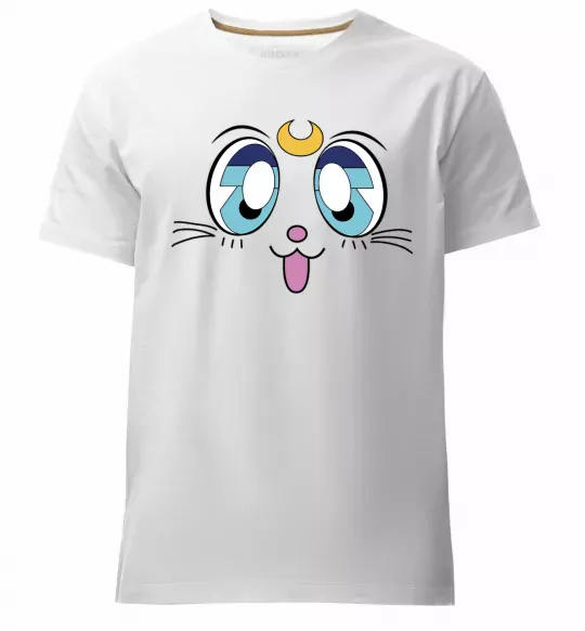 Мужская премиум футболка Cat Moon Белый фото