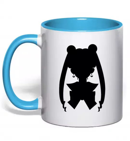 Чашка з кольоровою ручкою Sailor Moon shadow Блакитний фото