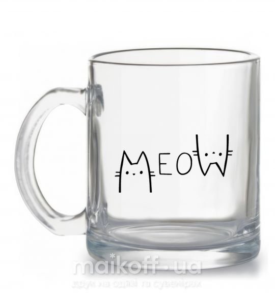 Чашка скляна Meow Прозорий фото