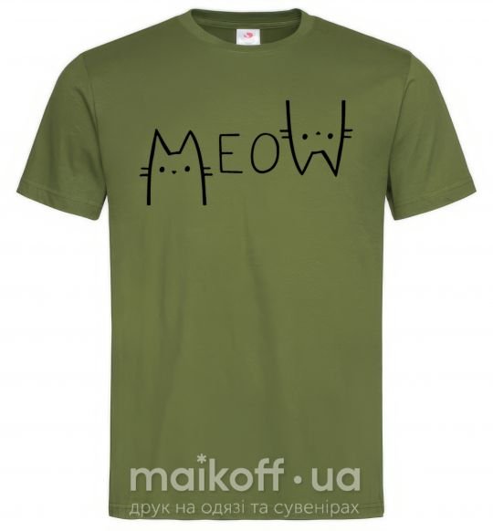 Мужская футболка Meow Оливковый фото