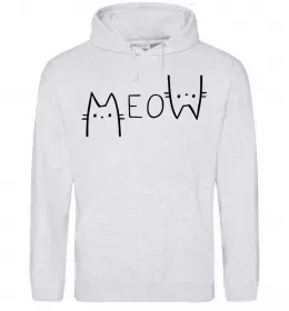 Мужская толстовка (худи) Cat black and white Серый меланж фото