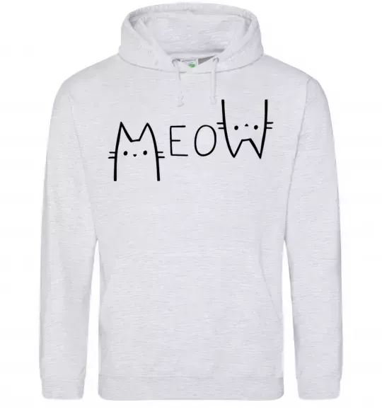 Женская толстовка (худи) Meow Серый меланж фото