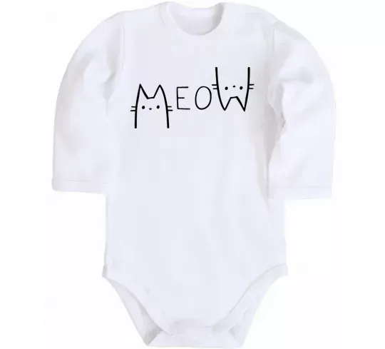 Детский боди Meow Белый фото