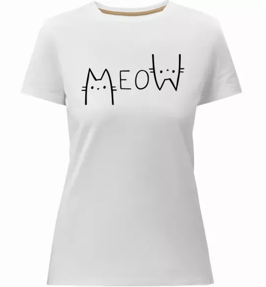 Женская премиум футболка Meow Белый фото