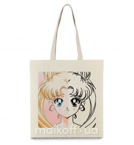 Еко-сумка Sailor Moon половинки Бежевий фото