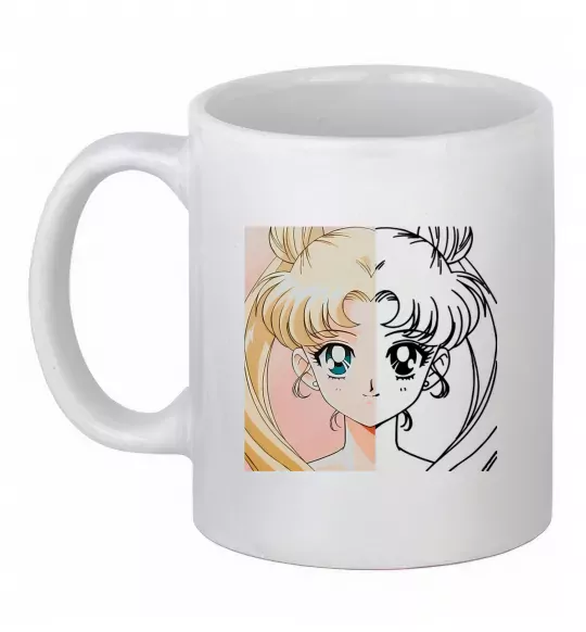 Чашка керамічна Sailor Moon половинки Білий фото