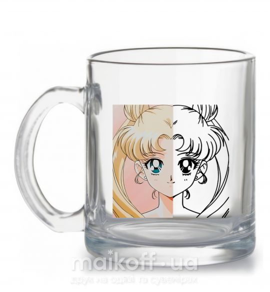 Чашка скляна Sailor Moon половинки Прозорий фото