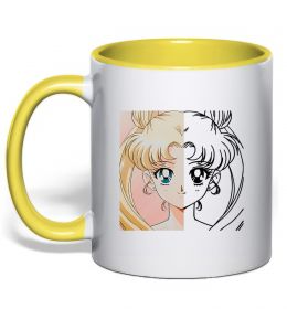 Чашка с цветной ручкой Sailor Moon половинки