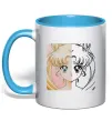 Чашка с цветной ручкой Sailor Moon половинки Голубой фото