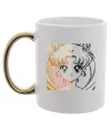 Чашка с цветной ручкой Sailor Moon половинки Золото фото