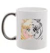 Чашка с цветной ручкой Sailor Moon половинки Серебро фото