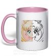 Чашка з кольоровою ручкою Sailor Moon половинки Ніжно рожевий фото