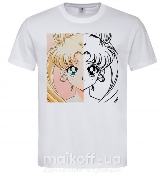 Чоловіча футболка Sailor Moon половинки Білий фото