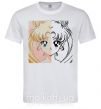 Мужская футболка Sailor Moon половинки Белый фото