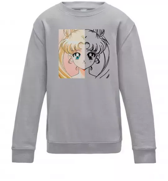 Дитячий світшот Sailor Moon половинки Сірий меланж фото