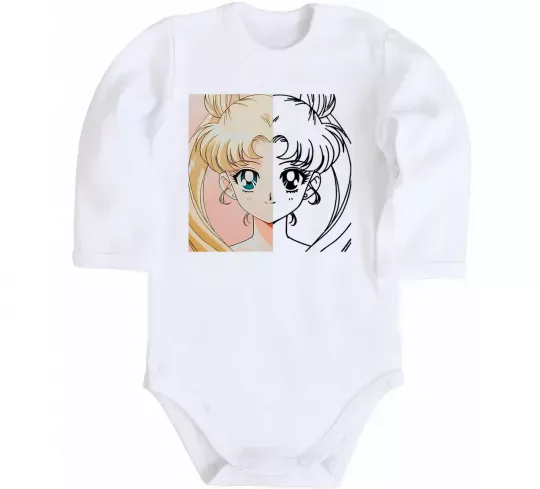 Детский боди Sailor Moon половинки Белый фото