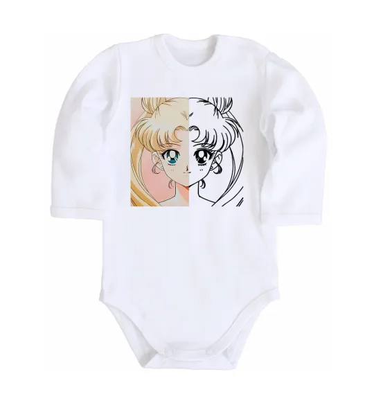 Дитячий бодік Sailor Moon половинки Білий фото