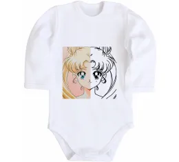 Дитячий бодік Sailor Moon black Білий фото