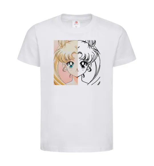 Детская футболка Sailor Moon половинки Белый фото