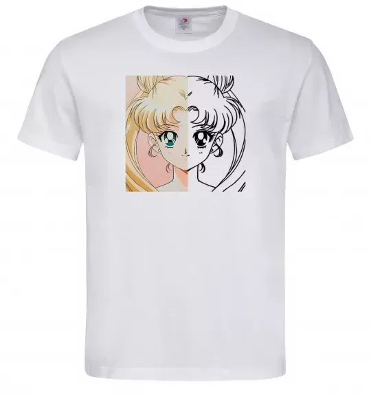 Мужская футболка Sailor Moon половинки Белый фото