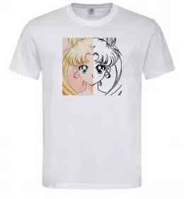 Мужская футболка Sailor Moon половинки Белый фото