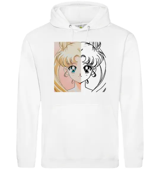Чоловіча толстовка (худі) Sailor Moon половинки Білий фото