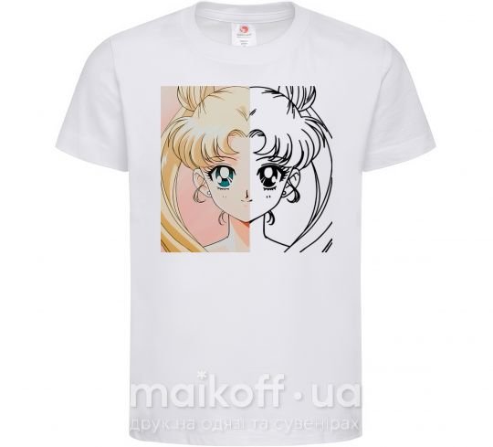 Дитяча футболка Sailor Moon половинки Білий фото