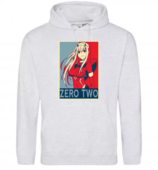 Чоловіча толстовка (худі) Zero two Сірий меланж фото