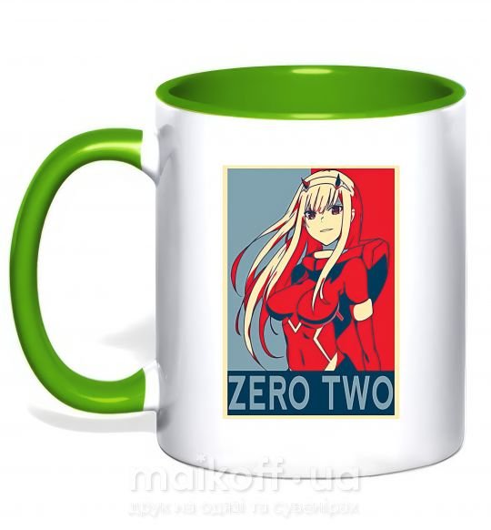 Чашка з кольоровою ручкою Zero two Зелений фото