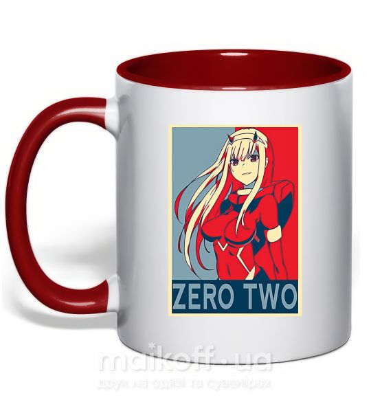 Чашка з кольоровою ручкою Zero two Червоний фото