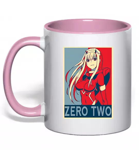 Чашка с цветной ручкой Zero two Нежно розовый фото