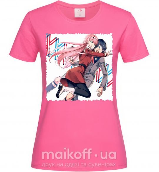 Женская футболка Darling in the franxx Ярко-розовый фото