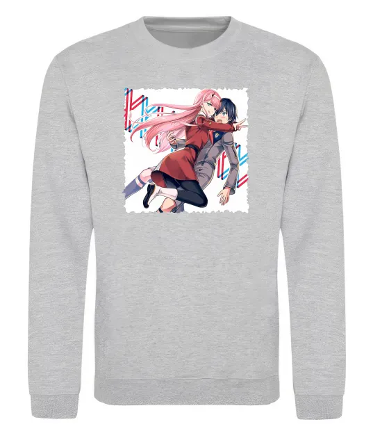 Свитшот Darling in the franxx Серый меланж фото