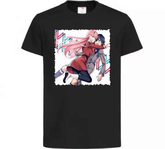 Детская футболка Darling in the franxx Черный фото
