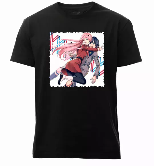 Мужская премиум футболка Darling in the franxx Черный фото