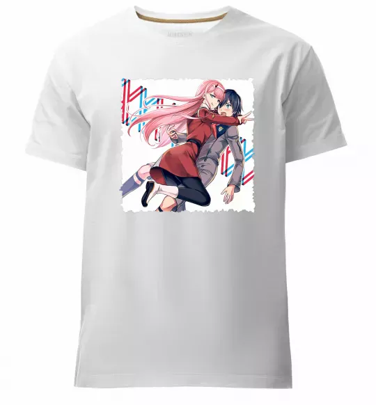 Мужская премиум футболка Darling in the franxx Белый фото