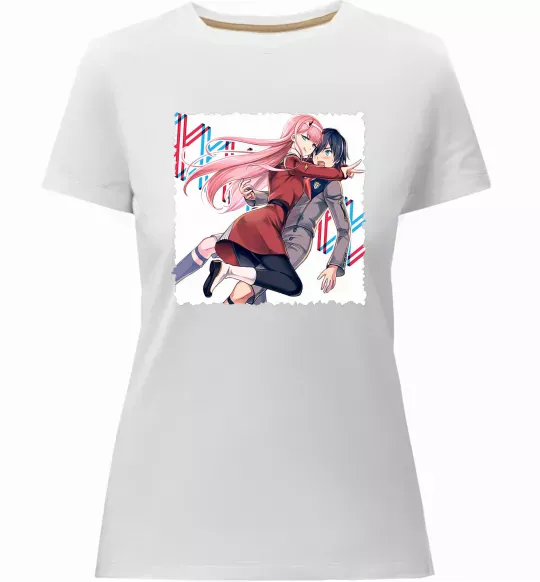 Жіноча преміум футболка Darling in the franxx Білий фото