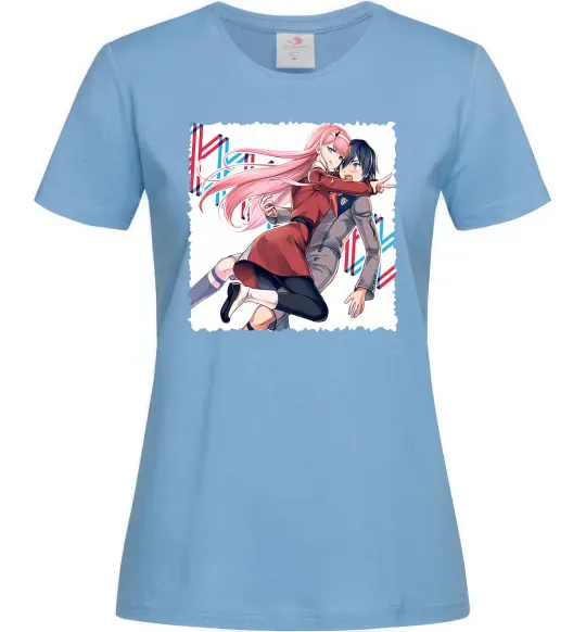 Жіноча футболка Darling in the franxx Блакитний фото