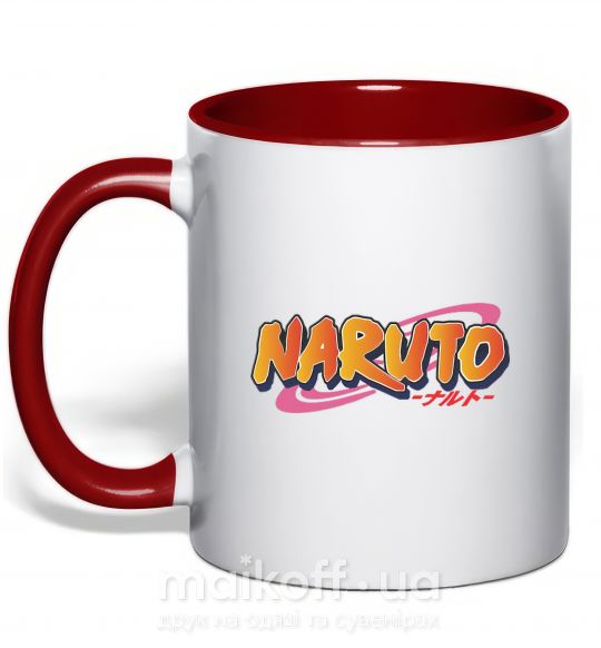 Чашка з кольоровою ручкою Naruto logo Червоний фото
