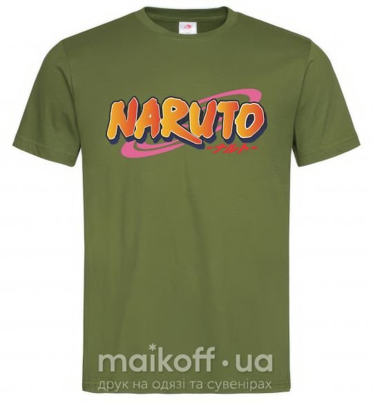 Мужская футболка Naruto logo Оливковый фото