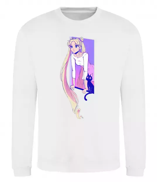 Свитшот Sailor moon with the cat Белый фото