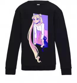 Дитячий світшот Sailor moon with the cat Чорний фото